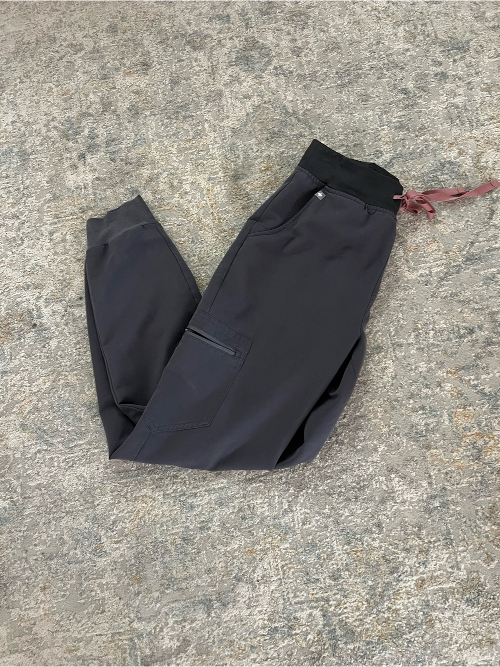 Figs Charcoal Joggers with Pink Drawstring